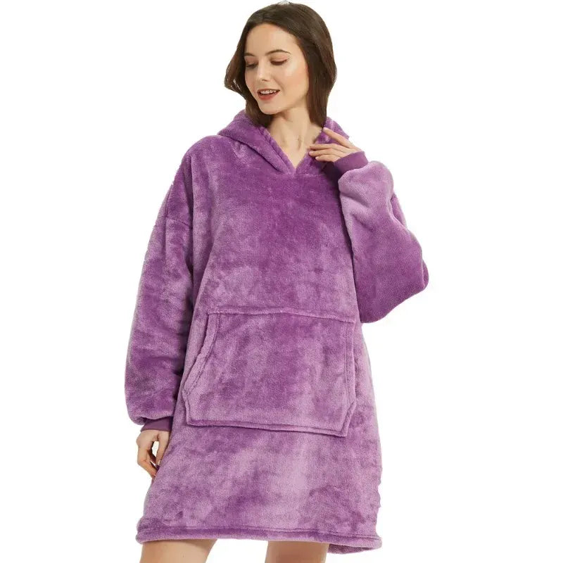 snug spirit Purple Oversized Blanket Hoodie