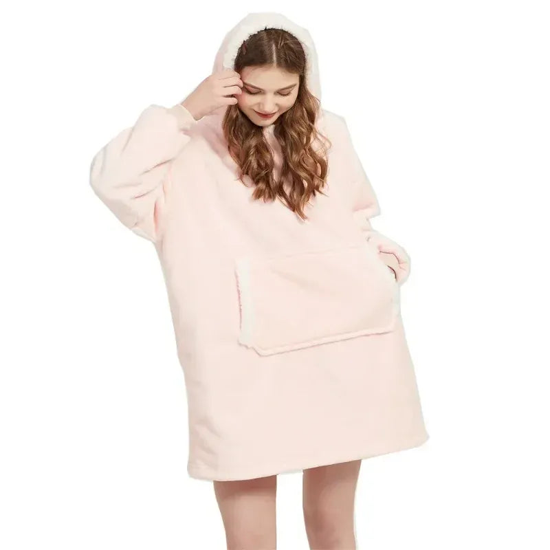 snug spirit Cream Oversized Blanket Hoodie