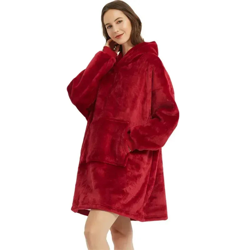 snug spirit Red Oversized Blanket Hoodie