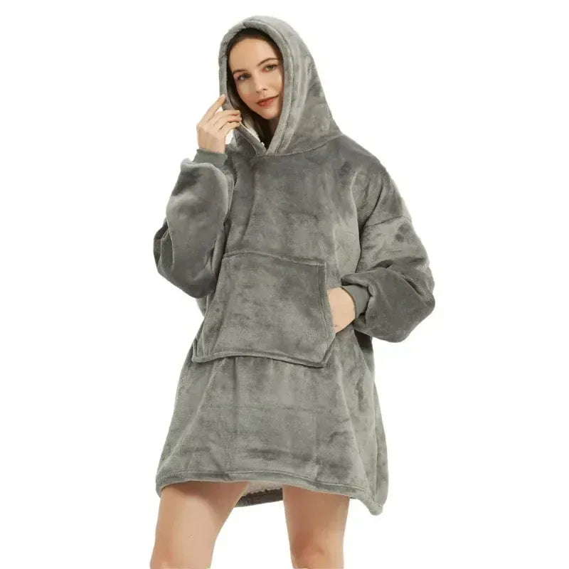 snug spirit Grey Oversized Blanket Hoodie