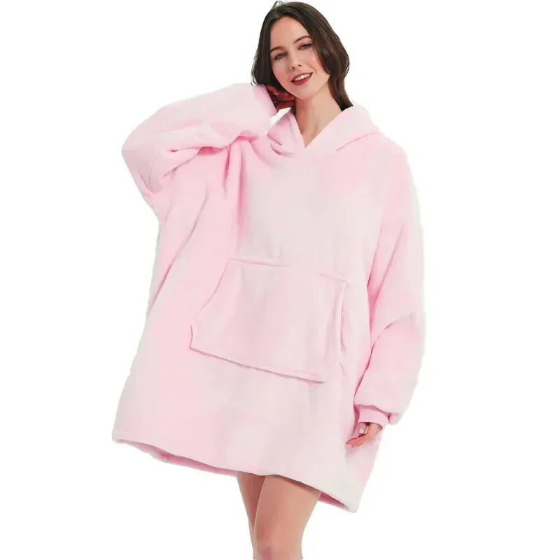 snug spirit Pink Oversized Blanket Hoodie
